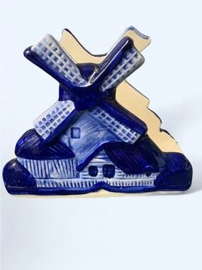 Delft Windmill Napkin Holder - Vintage cottagecore farmhouse chic
